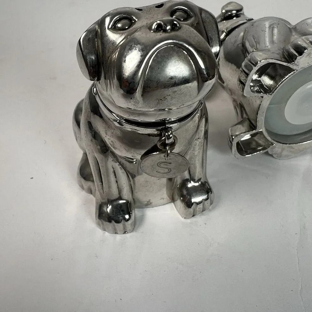 Pottery Barn Bulldog Salt & Pepper Shakers unused original box